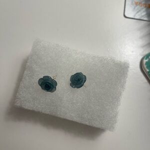 Jade Rose Stud Earrings